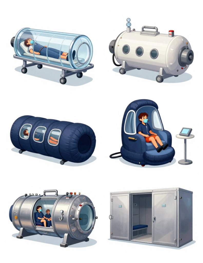 Types of hyperbaric chambers available when buying in the USA: hard shell and soft shell designs